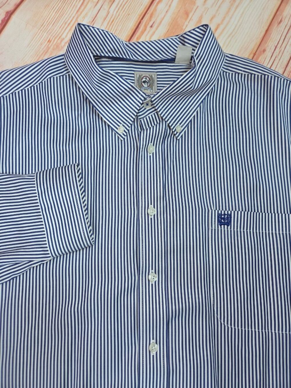 Cinch Mens Blue Striped Long Sleeve Button-Up Shirt 3XL